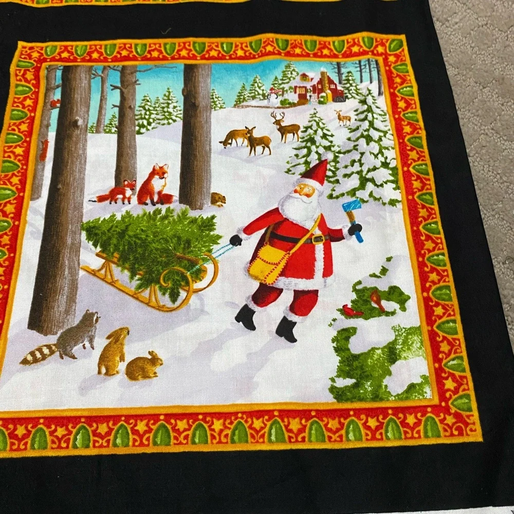 Holiday Christmas Panel by Moda Fabric - Festive Red & Green Scenic Print